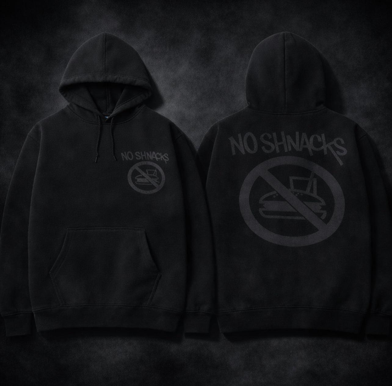 ALL BLACK EVERYTHING “NO SHNACKS” HOODIE
