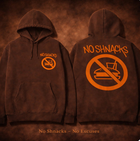 No Shnacks Brown Hoodie (Orange Logo)