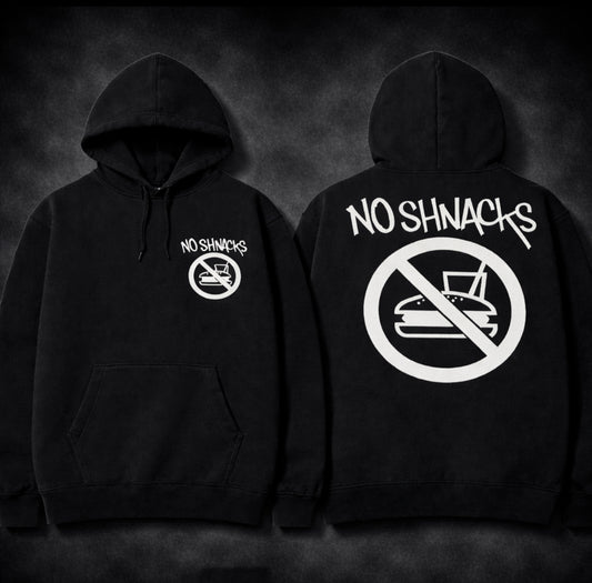 No Shnacks Black Hoodie – White Logo