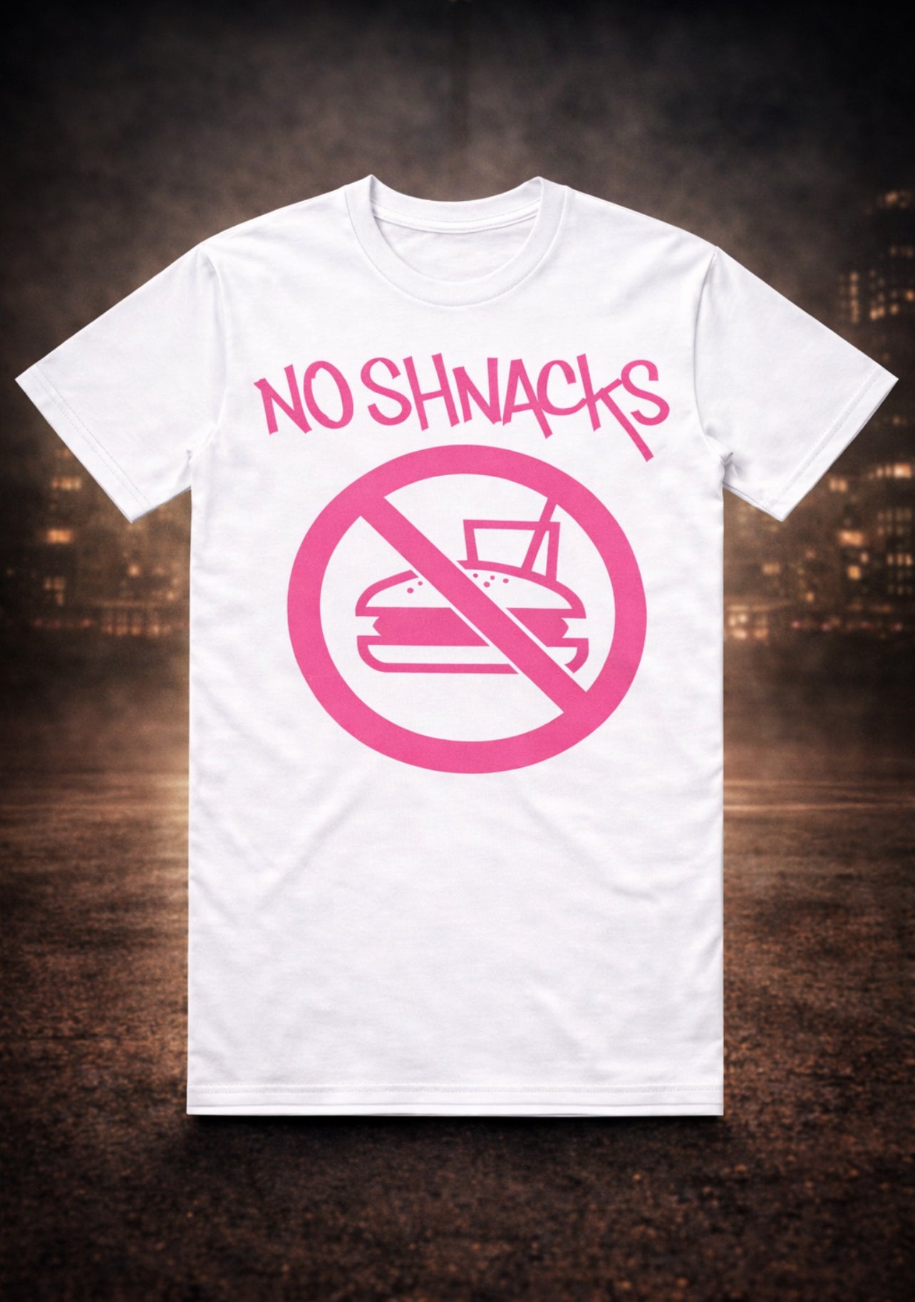 NO SHNACKS On the CourtWhite Tee – Pink Logo Edition 🌸